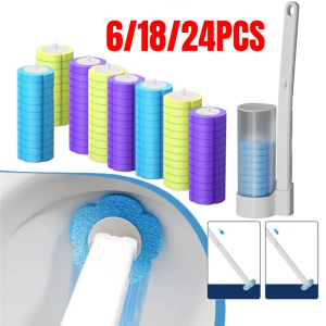 Disposable Toilet Brush Cleaner With Long Handle Bathroom Cleaning Brush With Replaceable Brush Head Toilet Accessories