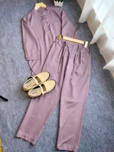 Setelan oneset celana basic polos wanita