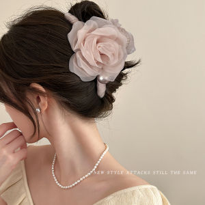 Pearl Flower Hair Clip Womens High-End Sensation Shark Clamp Hair Accessories Engraving Design Hair Grips Fashionable Hairpins