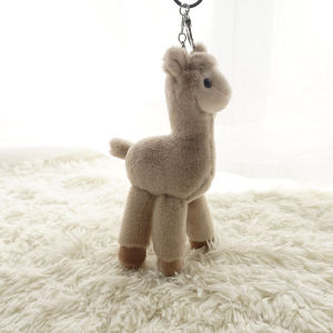 Colorful Cartoon Alpaca Keychains Plush Toy Long Legged Grass Horse Doll Pull String Toy Bag Pendant Creative Gift