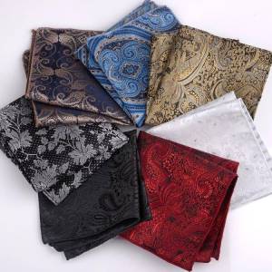 British Retro Pattern Pocket Square Mens Suit Pocket Handkerchief Korean Style Dress Chest Handkerchief Trendy Silk Material