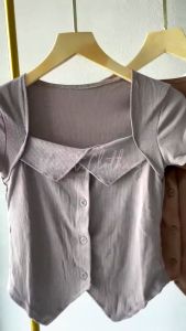 Blouse Knit Button / Atasan Wanita Rib Button / Atasan Wanita Kancing 5133