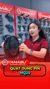 Quạt Tích Điện 18cm YAMASU Dùng Pin & Điện Trực Tiếp Gió Mạnh Pin Trâu 21V Chính Hãng YMS-MQ20