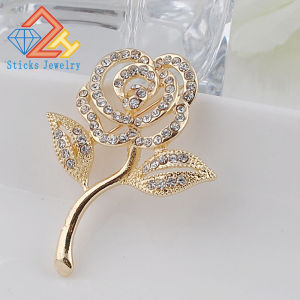 New Arrival Crystal Rose Brooch Elegant Pins Cute Fashion Rhinestone Jewelry