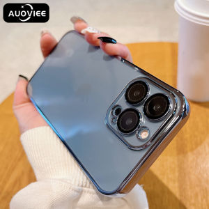 AUOVIEE With Lens Film Plating Color Phone Case For iPhone11/13/11/12 Pro Max XS Max XR X 7/8 Plus Slim Transparent Shockproof Back Cover