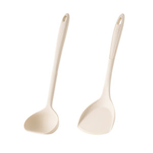 Kochblume Silicone Spatula Set High Temperature Resistant Non-Stick Kitchen Utensils White Stir-Fry Spoon Soup Spoon