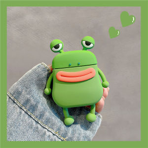 CrashStar Green Frog Creative Silicone Soft AirPods Case For AirPods 1 2 3 AirPods Pro 2 InPods 12 i12 Wireless Bluetooth Headset Headphones Earphone Shockproof Cover Casing Shell Hot Sale
