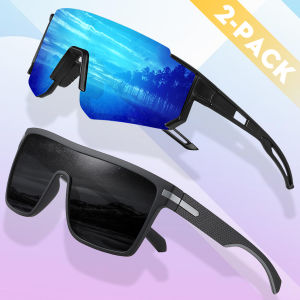 CRIXALIS 2PCS Polarized Sport Sunglasses Men Running-Sunglasses: Cycling Sun Glasses Women UV Protection Driving Fishing