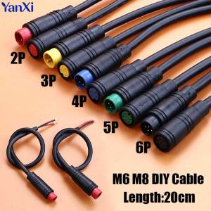 M6 M8 Waterproof Wire 2/3/4/5 Pin Core 6mm 8mm Male Female Connector Julet Sensor Electric Bicycle Butt Joint Plug DIY Cable
