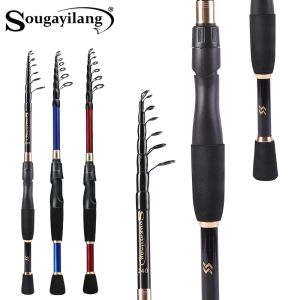 Sougayilang Telescopic Fishing Rods 1.8M 2.1M 2.4M Spinning/Casting Fishing Rod Carbon Fiber Freshwater Fishing Tackle Pesca