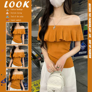 เสื้อตัวสั้นแขนกุดคอฮอลเตอร์สไตล์ฝรั่งเศส ดีไซน์เก๋ไก๋ ผ้าถัก แขนสั้น สำหรับผู้หญิง ฤดูร้อน 2025 แฟชั่นใหม่