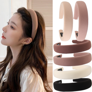 1/2/3/5pcs Wild Solid Color Sponge Headband for Women Fashion Girl Wash Face Wide Edge Simple Hair Band