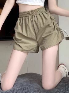Ice Silk Quick Dry Short Pants Womens Summer Thin Loose A-Line Wide Leg Casual Sports Shorts Hot Pants High Waist Korean Style Commute