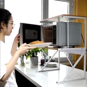 2/3 Layer Microwave Rack Printer Rack Wooden Kitchen Rack Multi-purpose Storage Rack
