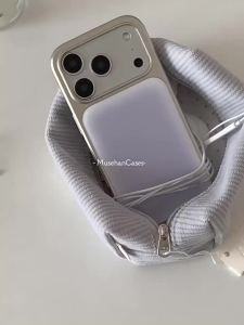 Ốp Điện Thoại iPhone XR/11/12/13/14/15/16/17 Pro Max Màu Tím Pha Bạc Kiểu Hàn Quốc Viền Epoxy Chống Rơi