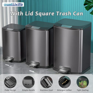 JustLiving 5/7/9/12ลิตรสแตนเลส ครัวเรือนถังขยะ-แผ่นโลหะ เสียห้องน้ำพร้อม ความแม่นยำสูง