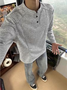 Áo Nỉ Cổ Đứng Tay Dài Phong Cách Mỹ Dành Cho Nam Áo Thun Cổ Tròn Thường Ngày Áo Lót Bên Trong Áo Thun Cleanfit Áo Khoác Mùa Thu