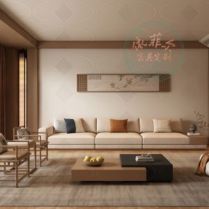 New Chinese Style Solid Wood Sofa Coffee Table Set Song Dynasty Aesthetic Living Room Clubhouse Vacation Home Hotel Zen