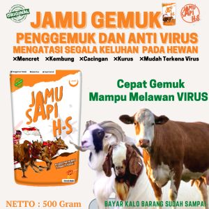 JAMU HS PENGGEMUK HEWAN SAPI KAMBING DOMBA KERBAU KUDA jamu PMK PENGGEMUK ALAMI