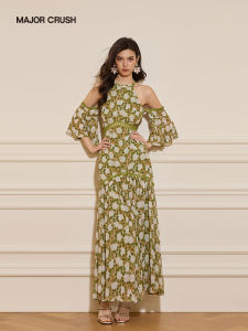 Halter Off-Shoulder Floral Dress