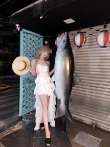 1ND Studios Multi-Layer Ruffles Asymmetrical Trailing Skirt Elegant Niche Design Sling Dress