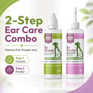Combo Ear Cleanse Plus Ear Powder - Natural Pet Ear Cleaner for Dogs and Cats and other Pets