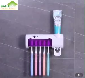 GIÁ TREO 3 TRONG 1 CÓ KHỬ KHUẨN TIỆT TRÙNG BÀN CHẢI ĐÁNH RĂNG VÀ TỰ ĐỘNG VẮT NHẢ KEM ĐÁNH RĂNG "BAHAMAR" khử 9900% vi khuẩn gây sâu răng gây hôi miệng