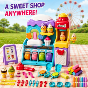DIY Ice Cream Shop Play Dough Toy Set Multi‑Function Plasticine Machine Pretend Role Play Kit for Children Ages 3+