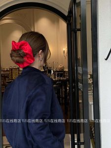 Gentle Korean Style Satin Hair Ties Red Large Bow Headbands French Style Hair Accessories Elastic Hair Bands Hair Ropes