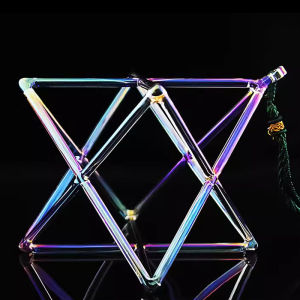 Professional Merkaba Crystal Singing Instrument - 99.9% High Purity Quartz Energy Chime Multi-Color & Rainbow Chakra Options for Sound Healing Yoga & Meditation