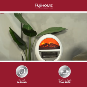 Máy sưởi ấm mini đề bàn Fujihome FH09 Công suất 2000W quạt sưởi 2 mức công suất sưởi hiệu ứng lò sưởi chống quá nhiệt