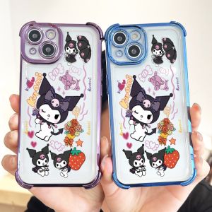 Hontinga Casing Case For OPPO A60 A12 A7 A5S A11K A3X A3 A58 A78 5G Case Cute Kuromi Color Luxury Chrome Plated Soft TPU Phone Case Shockproof Anti Gores Rubber Cases Softcase For Girls