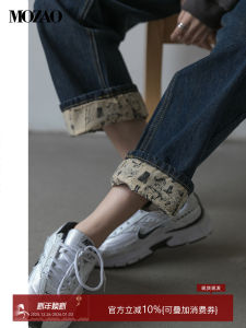 High Waist Straight Leg Jeans Womens Loose Wide Leg Pants Nine Points Autumn New Style Commute Style Deep Color Zipper Closure