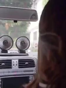 METCAR Car electric fan 12v 24V car double head mini fan outlet D-105