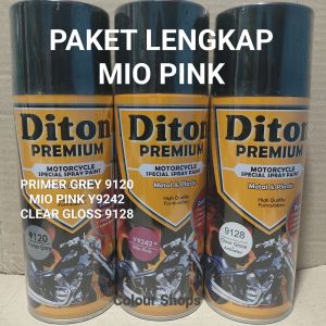 Pilok Cat Diton Premium Paket Lengkap 3 Klg Mio Pink Ping Mio 9242 Primer Grey Epoxy 9120 Clear Glossy 9128 400cc Pilox Paketan Cat Semprot Special Spray Paint