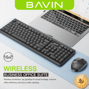 BAVIN 2.4G Wireless Keyboard & Mouse Combo Compatible for Computer Laptop Keyboard 106 Key 1200DPI Mouse Wireless Set Mute