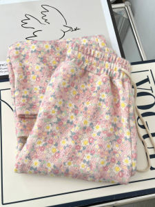 Vintage Small Floral Chenille Soft and Thick Straight-leg Casual Pants for Women Autumn and Winter Loose Slim Looking Straight-Leg Wide-Leg Pants