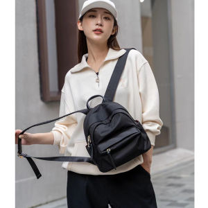 Casual Canvas Nylon Oxford Fabric Womens Mini Backpack Lightweight Waterproof Korean Fashion Double Shoulder Bag Trendy