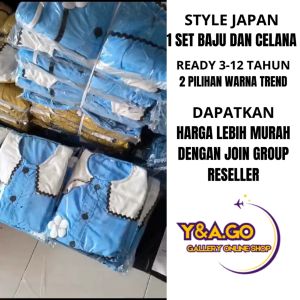 one set baju anak perempuan 3-14 tahun baju dan atasan kombinasi katun dan jeans cutbray terbaru
