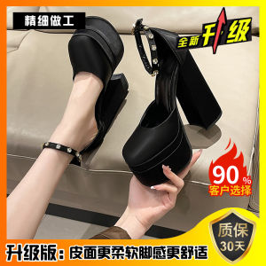 Karakum Womens Mary Jane Shoes High Heel Sandals Waterproof Platform Thick Bottom Rhinestone Buckle Casual Fashion Shoes