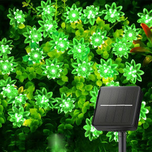 Solar Lotus Flower String Lights 100/50/20 LED Double Layer Cherry Blossoms Fairy Lights for Garden Fence Patio Yard Christmas