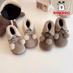 K-style Girls Cotton Boots Autumn and Winter New Arrival Lamb Fur Suede Childrens Princess Shoes Keep Baby Warm Little Girl Short Boots