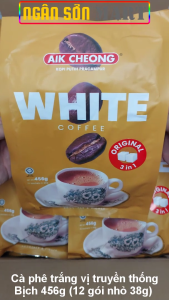 Cà Phê Trắng Vị Truyền Thống White Coffee Original  Aik Cheong Malaysia bịch 456g (12 Gói x 38g)