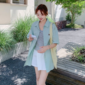 YINLUOYA | Loose Korean Style Summer Shirt Shorts Set Three Piece Suite Pure And Beautiful Unique Trendy Button Up Polo Collar Top