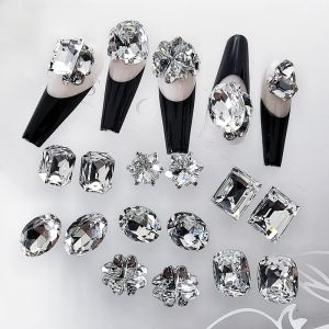 Ultra-Shiny K9 Crystal Nail Drill Four Leaf Clover Pigeon Egg Sharp Bottom Drill DIY Jewelry Accessories Beauty Tools from China