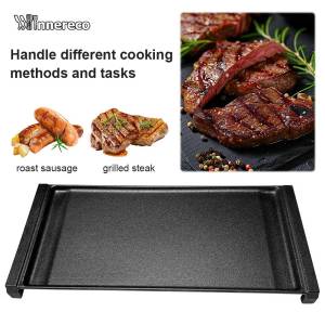 Premium 19.3 X 9.1inches Cast Iron Griddle Pan with Flat Surface Griddle Flat Griddle Pancake Griddle Induction Compatible 4-Leg Cast Iron Grill Pan - Dual-Sided Cooking Surface Perfect for BBQ/Pancakes/Grilled Steak & Versatile Kitchen Use