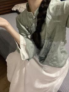 Artistic Long Sleeve Cheongsam Shirt New Chinese Style Womens Tea Costume Autumn 2025 Retro Republic of China Fashion Top