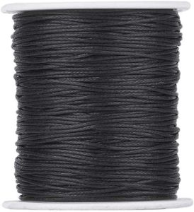 1mm Black Waxed Cotton Cords Thread Beading Strings 1mm for Jewellery Making Craft Decoration