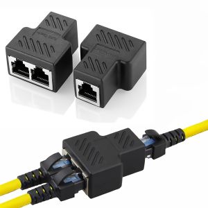 RJ45 Splitter AdapterAoiutrn USB 1 to 2 Network Connector Dual LAN Ethernet Socket 8P8C Extender Plug Cable for Cat55e Cat67