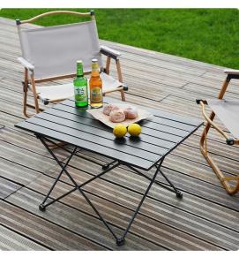 MELEDE Meja Lipat Outdoor Aluminium Meja Lipat Multifungsi Portabel Makan Malam Berkemah di Luar Ruangan+ Kursi Lipat Outdoor S-(40*35*31)CM